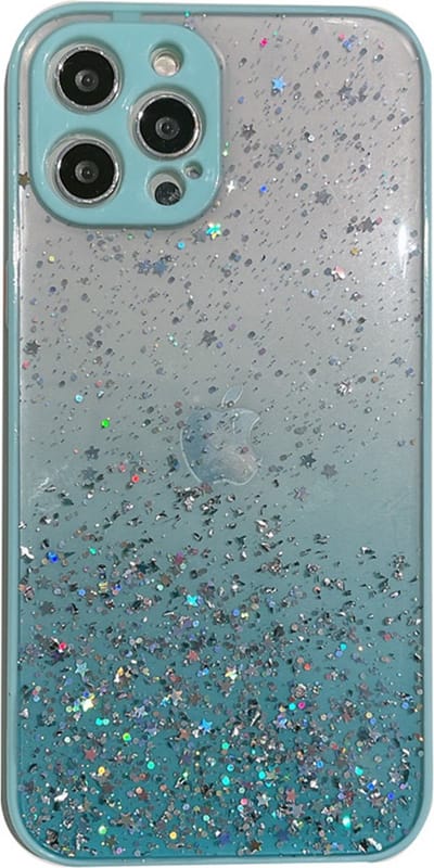 Hoesje geschikt voor Samsung Galaxy A51 - Backcover - Camerabescherming - Glitter - TPU - Lichtblauw