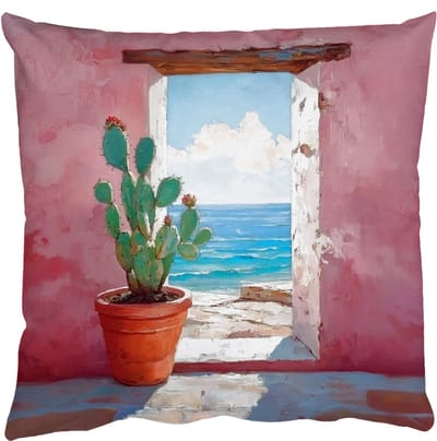 Sierkussens - Kussentjes Woonkamer - 50x50 cm - Zee - Roze - Cactus