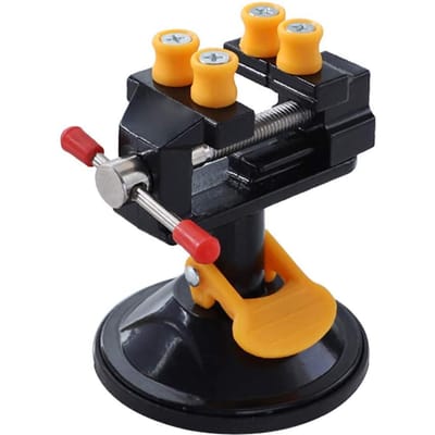 Mini zuigklem bankschroef klem universele tafelklem vacuüm basis 360 graden draaibaar voor doe-het-zelvers With support columns zwart
