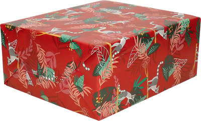 Inpakpapier lood met ringstaartmaki design - 70 x 200 cm - kadopapier / cadeaupapier