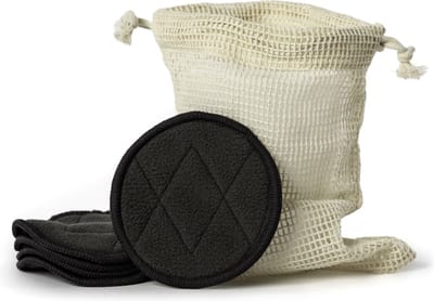 Ecorare® - Katoenen wattenschijfjes - Biologisch afbreekbaar - 5 stuks - Inclusief wasnet - Zwart