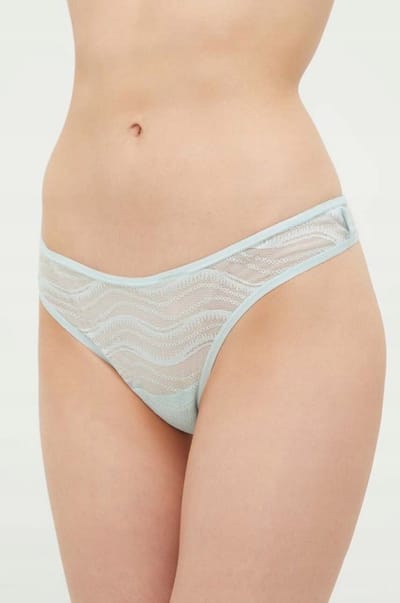 Calvin Klein - Dames Strings - Kanten - Blauw - XS