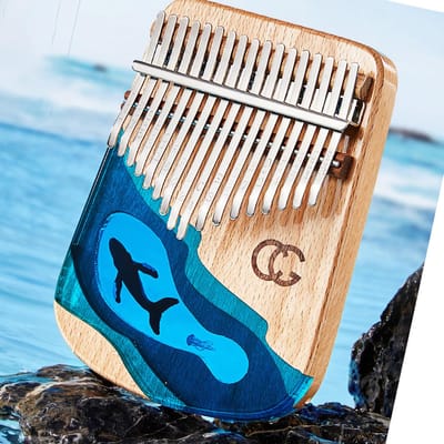 Piano à Pouce Portable Multiples Tonalités Mini Kalimba en Résine Instrument de Musique Joué aux Doigts 17 Tonalités Baleine 17 Tones Whale brown