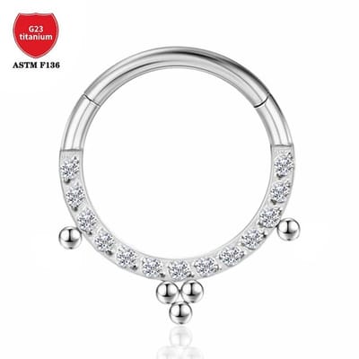 Piercing titanium front side met balletjes 1.2x6 - zilver - LMPiercings