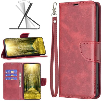 MobyDefend Hoesje - Geschikt voor Xiaomi Redmi Note 14 Pro 5G - Wallet Book Case Met Koord - Rood