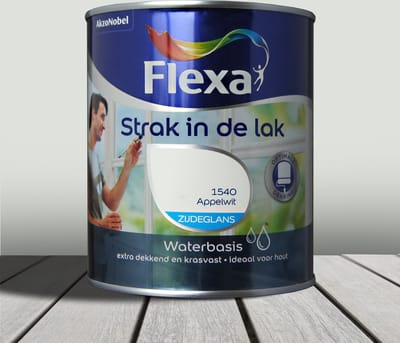 Flexa Strak In De Lak Acryl Zijdeglans Appelwit 1540 Wit - 750 ml- Lakverf - Dekkend - Binnen - Zijdeglans -
