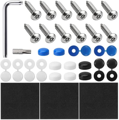Roestvrijstalen Schroeven voor Kentekenplaten, Accessoireset voor Auto en Motor, Inclusief Bevestigingsmateriaal en Frame voor Voor- en Achterkentekenplaten