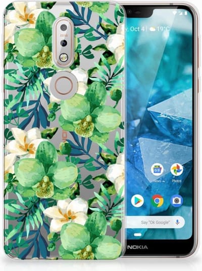 Nokia 7.1 TPU Case Orchidee Groen