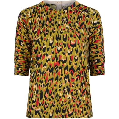 EsQualo Sweater Short Slve Untamed Animal Print Maat: XS | Sweaters Outlet | Dames | Groen