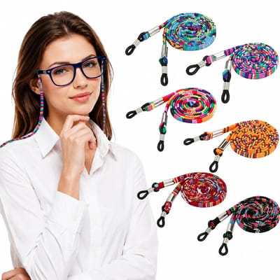 BOTC Brillenkoord - 6 Stuks - tot 35 cm - Leesbril - Verstelbaar - Lichtgewicht - Kralen ketting