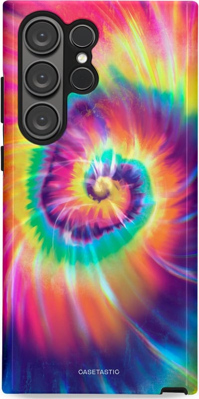 Casetastic hoesje geschikt voor Samsung Galaxy S23 Ultra - Dubbellaagse bescherming - Kleurrijke draaikolk - Fashion Case - Donkerblauw Roze Goud Lavendel