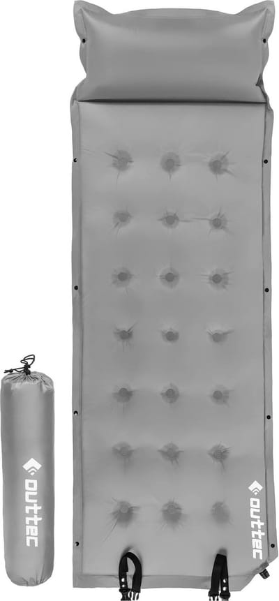 Zelfopblazende Slaapmat - Luchtbed Kamperen - Outdoor Rusten - Met Geïntegreerd Kussen - 193 x 68 x 3.5 cm - Grijs