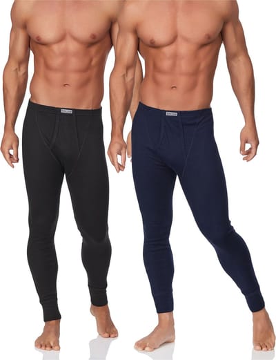 Timone Heren Thermobroek - Sport - Sporbroek - Lang - Katoen - TI-SS-114-2P - Zwart/Donkerblauw - M
