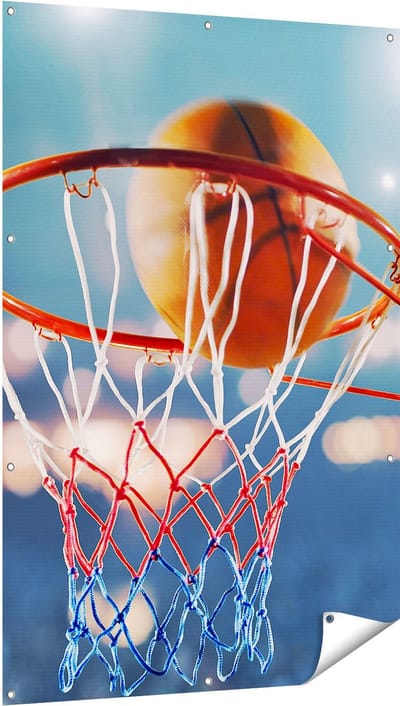 Gards Tuinposter Basketbal in Ring - Hoepel - Bord - 100x150 cm - Tuindoek - Tuindecoratie - Wanddecoratie buiten - Tuinschilderij