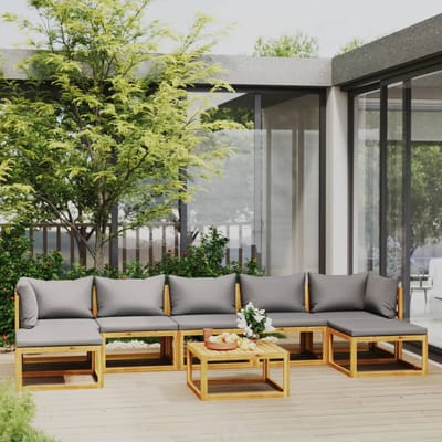 vidaXL - 8-delige - Loungeset - met - kussens - massief - acaciahout
