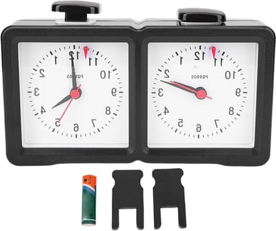 Analoge Schaakklok - Mechanische Timer - Bordspellen Spelen - Gekantelde Kijkhoek - 22 x 13 x 6 cm - Zwart