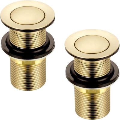 2x Wastafel Stopklik Set Geborsteld Goud - Universele Pop-Up Afvoerplug voor Wastafel en waskom