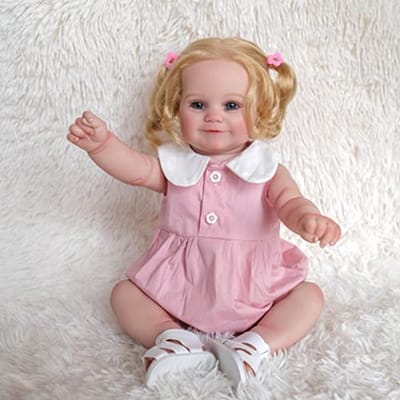 MAIDEDOLL 50 cm Realistische Reborn Pop Zacht Lichaam Flexibel Meisje Levensechte 20 inch Reborn Peuter Pop Siliconen Vinyl Gewogen Lichaam Look Real met Geworteld Blond Haar - Maddie