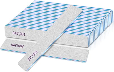 Nail Files voor Natuurlijke en Kunstnagels, Dubbelzijdige Vijl met 180/240 Korrel, Perfect voor Professionele Manicure en Pedicure, 12 Stuks