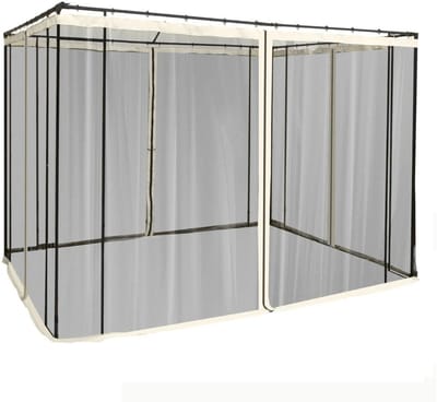 Linkforu - Muggennet voor om Tuinpaviljoen 4 Zijpanelen - Zwart Nylon Gaas - Muggengaas met ritssluiting - Buitenscherm - 3x3 Mtr