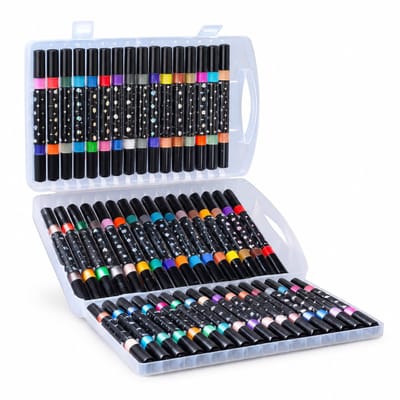 Acrylmarkers - 48 stuks, variant met 96 glitterkleuren - Directe inkttoevoer - Voor journals en tekenwerk - Basisverpakking