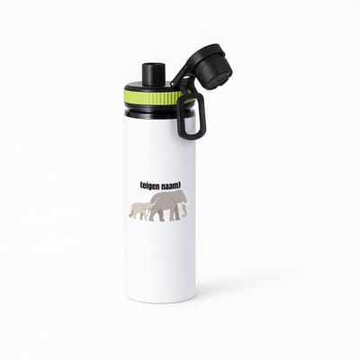 Hacebo® - olifant en kleine olifant met eigen naam waterfles met draaidop groen - Olifant - olifanten liefhebbers - iemand die houdt van olifanten - verjaardag - cadeau - kado - water fles - 850ML