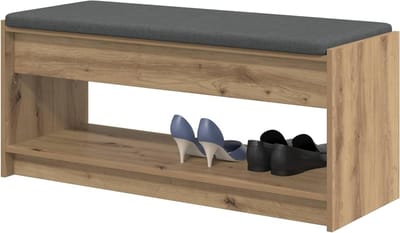 Halbank met kussen - Entreebank opbergbank - Comfortabel zitten - Met handige plank - 103 x 38 x 45 cm