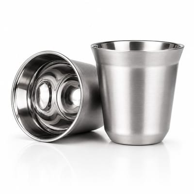 BOTC Espressokopje - Dubbelwandig 304 Roestvrijstalen Demitassekopje - 80 ml - Klein Kopje - Zilver - 1 stuk