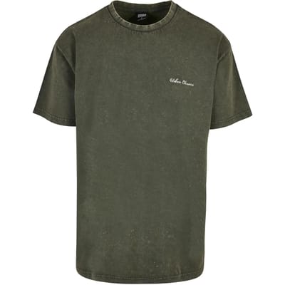 Urban Classics - Oversized Small Embroidery Heren Tshirt - S - Groen