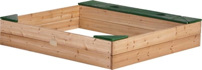 AXI Amy Houten Zandbak in Bruin/Groen - Incl. Beschermhoes, Opbergruimte en Zitbankjes - FSC hout - 115x115cm