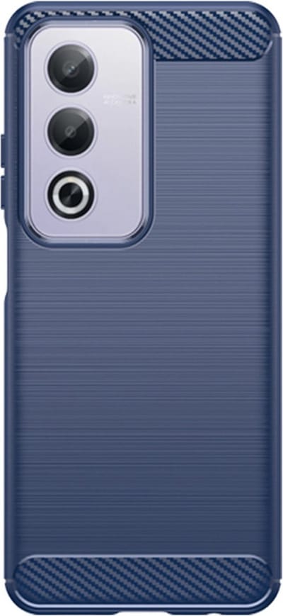 MobyDefend Hoesje - Geschikt voor Oppo A80 5G - TPU Backcover - Geborstelde Metaal & Carbon-Look - Blauw