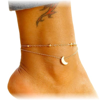 Fako Bijoux® - Enkelbandje - Enkelsieraad - Halve Maan Duo - Goudkleurig