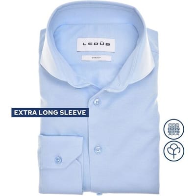 Ledûb Overhemd Cotton Jersey Stretch Shirt Mouwlengte 7 Licht Blauw / male