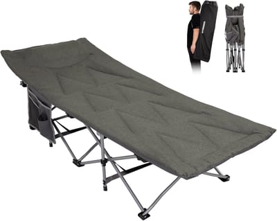 Comfortabel Campingbed voor Volwassenen met Kussen - Opvouwbaar en Draagbaar voor Kamperen, Vissen en Picknicks