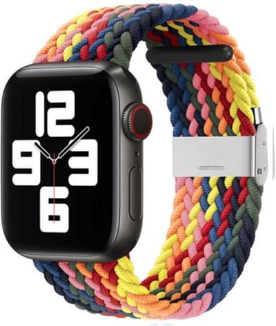 By Qubix - Geschikt voor Apple Watch bandje - Braided nylon bandje - Multicolor Summer - Geschikt voor Apple Watch 38mm / 40mm / 41mm / 42mm - nylon - bandje iWatch