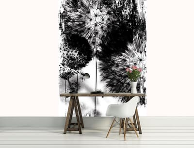 Dandelion Black White Photo Wallcovering