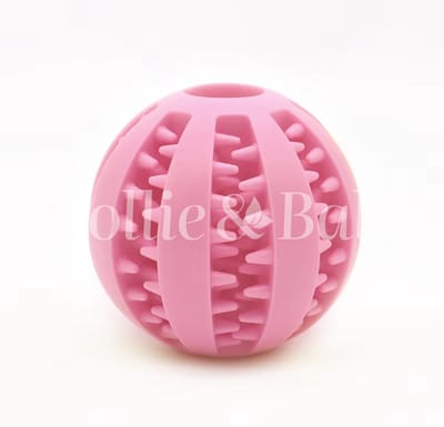 Beloningsbal - Snackbal Lekbal Voerbal - Interactief Spelen - Honden Speeltje - Tanden - Middelgrote en Grote Honden - Sterk - 7 Cm - Roze