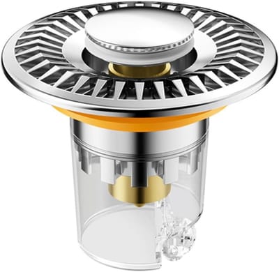 Vloerafvoerzeefstop 60 x 50 mm, badkamer, vloerafvoer, kern, riolering, zeefplug, bekkenfilter, doucheafdichting, stopper (zilver)