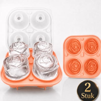 Sercano IJsblokjesvorm Roos – 2 Stuk – Whisky & Cocktails – 4 Roos IJsblokjes – BPA-vrij Siliconen & Stapelbaar – Romantisch Cadeau – Roze