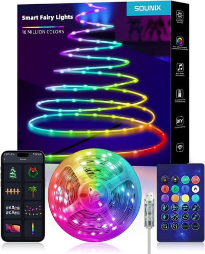 Sounix Led strip - 10 meter met Smart App en Afstandsbediening - RGB - Dimbaar - IP 65 - Smart LED light verlichting - Led-strips - Timer en muziek modus