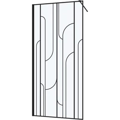 Aurlane Inloopdouchewand Art Deco - 6mm Gehard Glas - Mat Zwart - 90x195cm