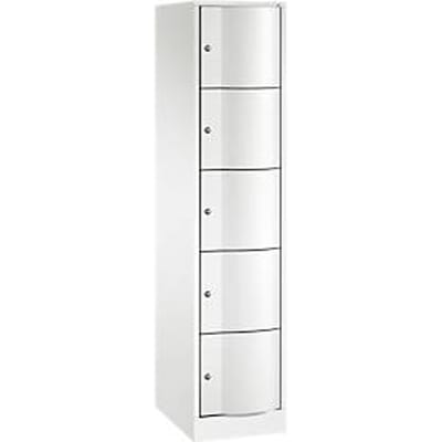 C+P lockerkast Resisto, 1 vak, 5 vakken, B 396 x D 540 x H 1950 mm, verkeerswit