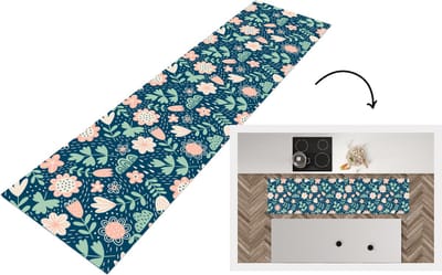Keukenloper - Loper keuken - Bloemen - Patroon - Planten - 200x50 cm - Keukenloper vinyl