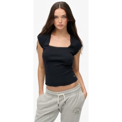 Superdry Essential Square Neck T-shirt Met Korte Mouwen Blauw 2XS-XS Vrouw