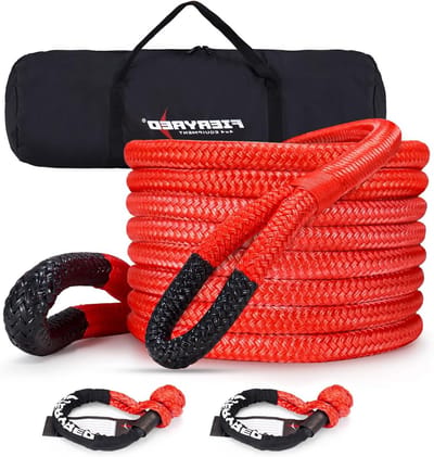 Kinetisch Hersteltouw - Sleeptouw Kit - Voertuig Berging - 30% Stretch Capaciteit - 30 FT 1 Inch - Rood