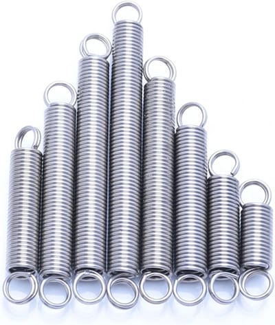 Spanveer Roestvrij Staal - Trekveer Dubbele Haak - Fabricage Onderhoud - Corrosiebestendig Hoge Sterkte - 08/1 mm 50 mm - Zilverkleurig