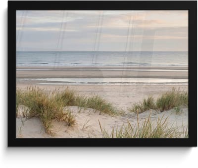 Poster in lijst - Fotolijst 40x30 cm - Posters - Zandstrand - Bewolkt - Duinen - Posterlijst zwart - Decoratie - Wanddecoratie woonkamer - Muurdecoratie slaapkamer