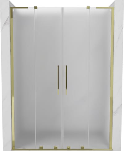 Mexen Velar L Duo schuifdeuren douche 140 , mat, goud - 871-140-003-32-50
