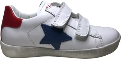 Naturino Mt 25 velcro's blauwe ster lederen sneakers Annie Wit rood