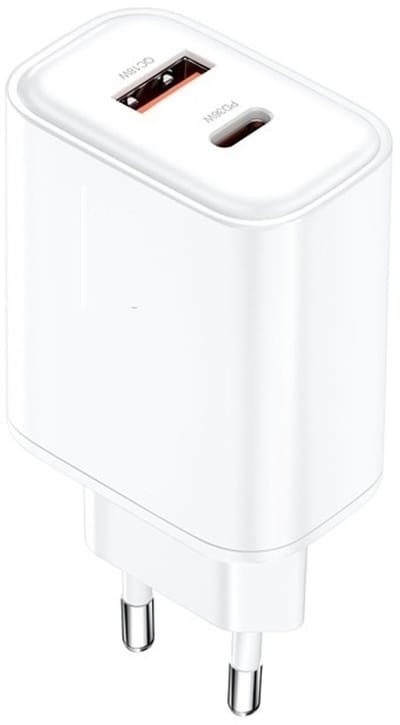 OneOne 36W snellader met 2 poorten. USB C en USB A poort. Witte Quick Charge / PD PPS lader. GAN oplader adapter past op Samsung Galaxy Z Fold, F42, M10s, M11, M15, M1, Flip, M22, M23, M55s, M05, M53, M62, Quantum